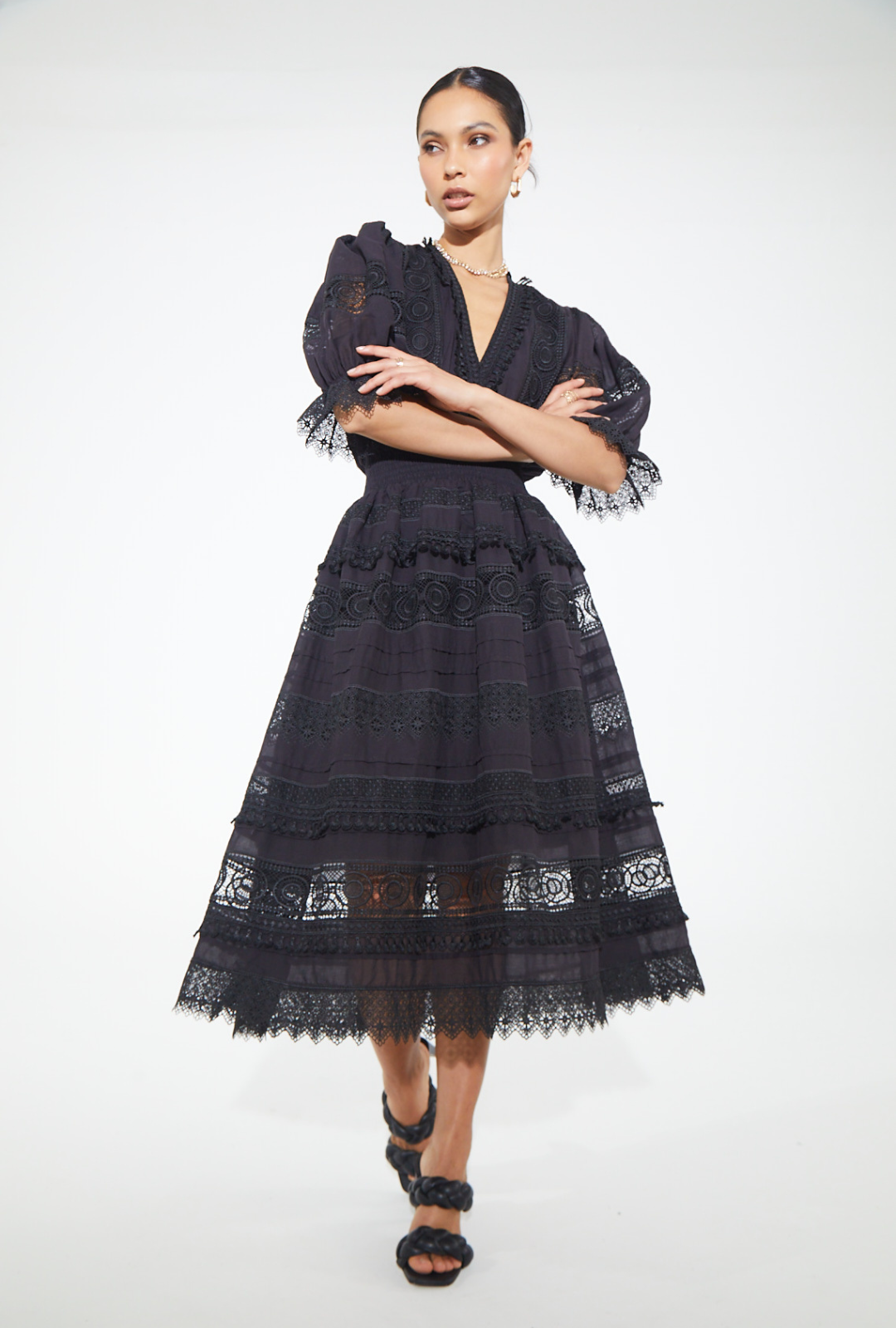 LUMIERE MIDI DRESS BLACK