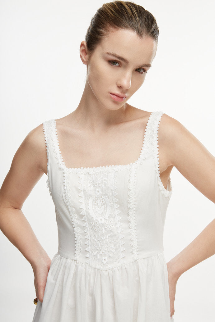 ALBA MIDI DRESS WHITE