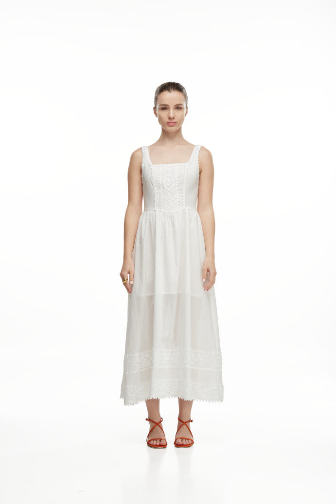 ALBA MIDI DRESS WHITE