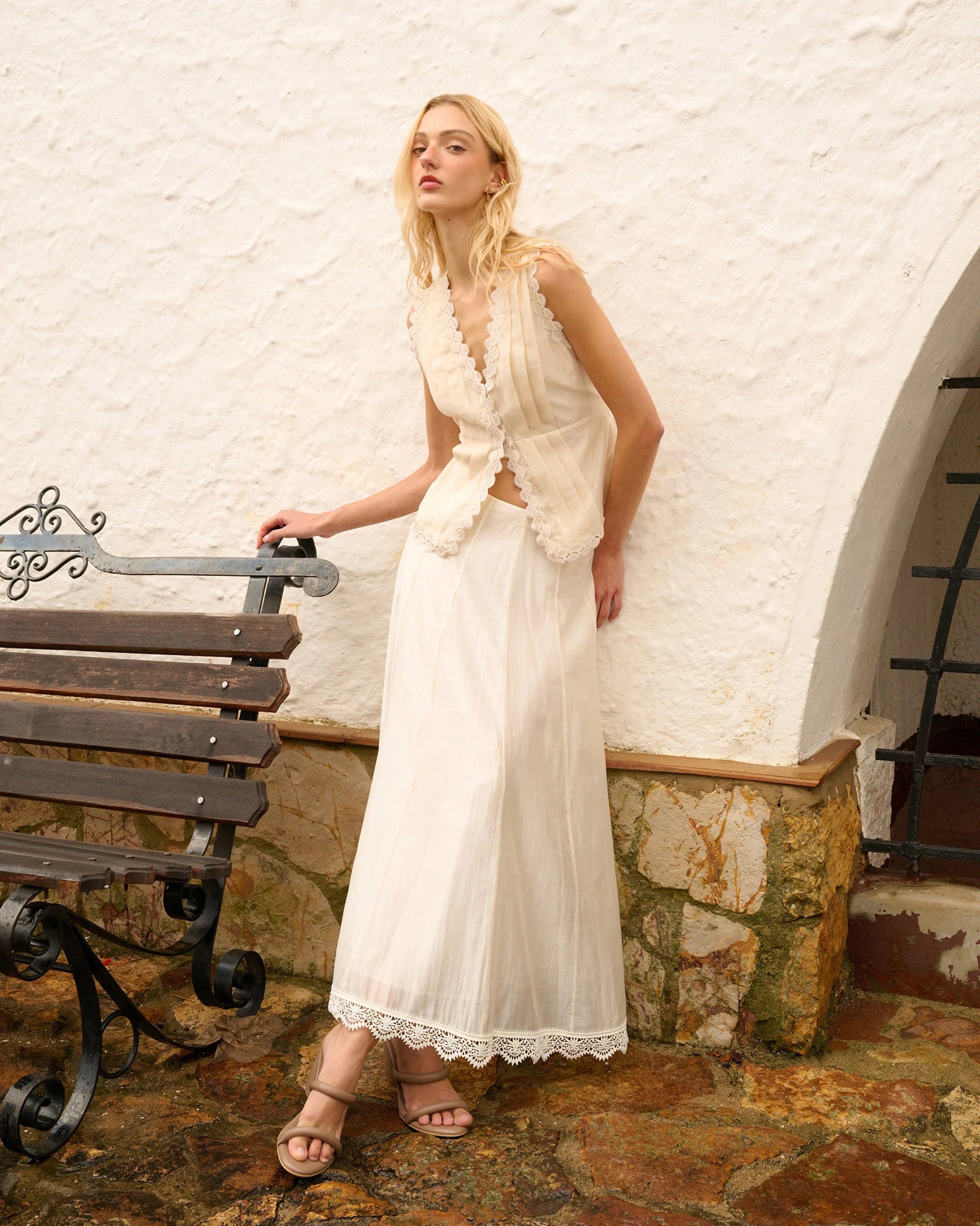 ZAPHYR MIDI SKIRT CREAM