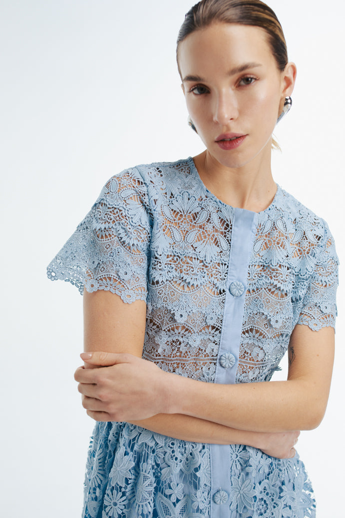 HIBISCUS MAXI DRESS SKY