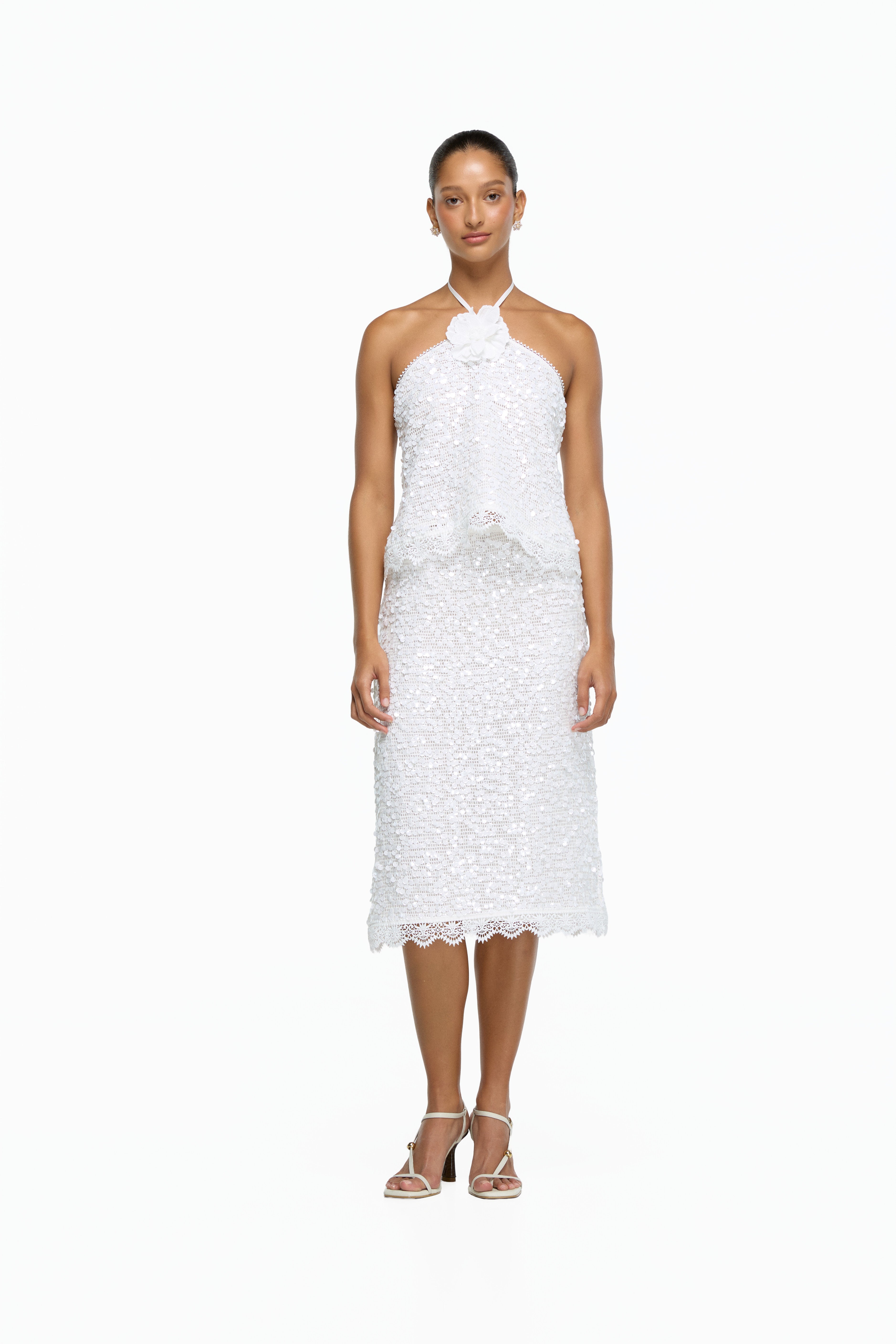 PEARLETTE MIDI SKIRT WHITE