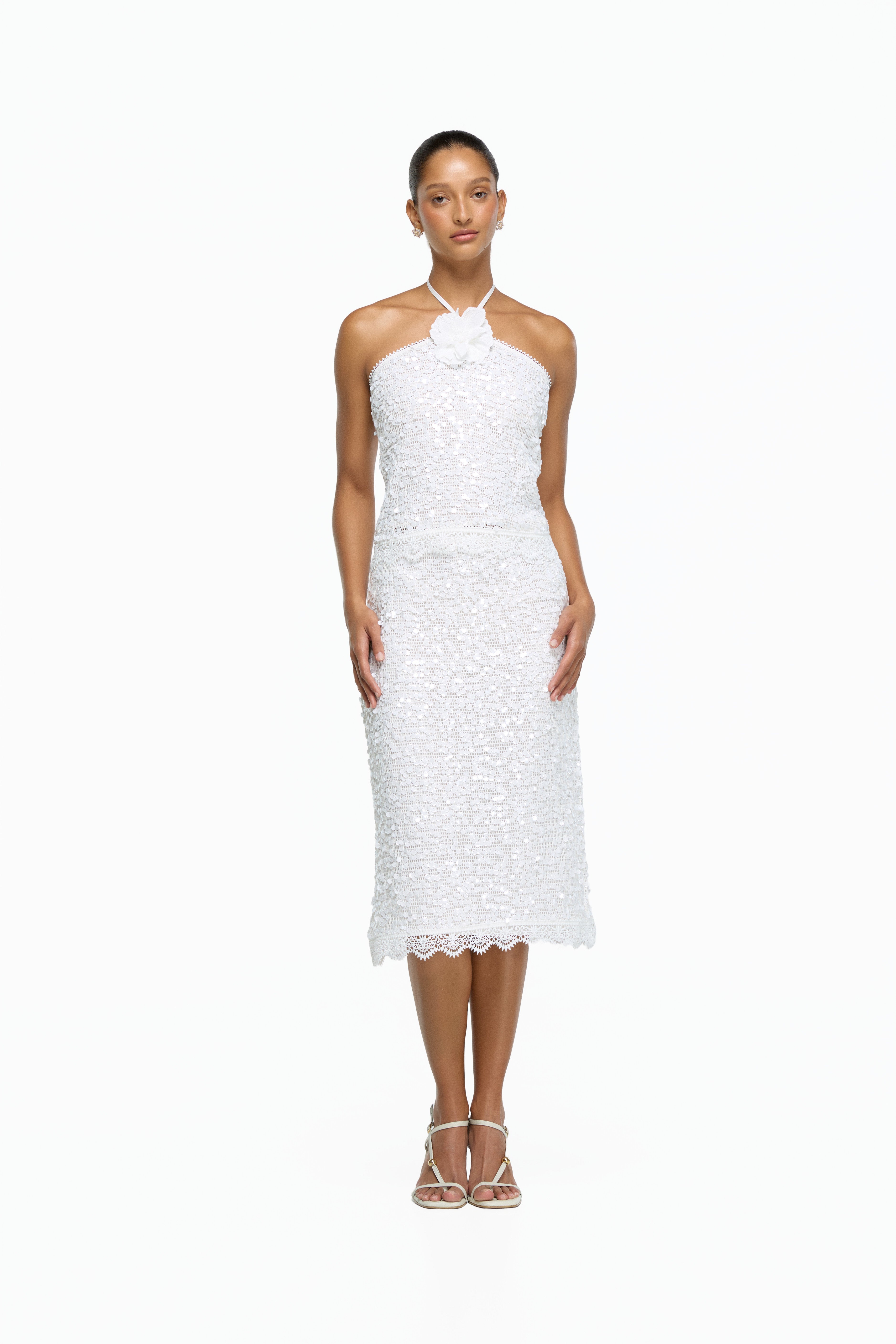 PEARLETTE MIDI SKIRT WHITE
