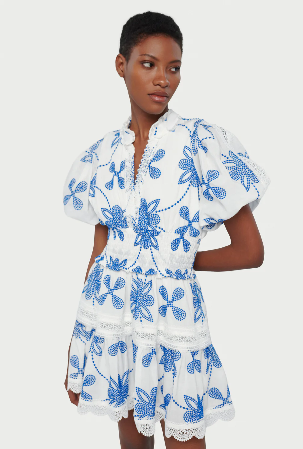 PAULINE MINI DRESS WHITE/BLUE L