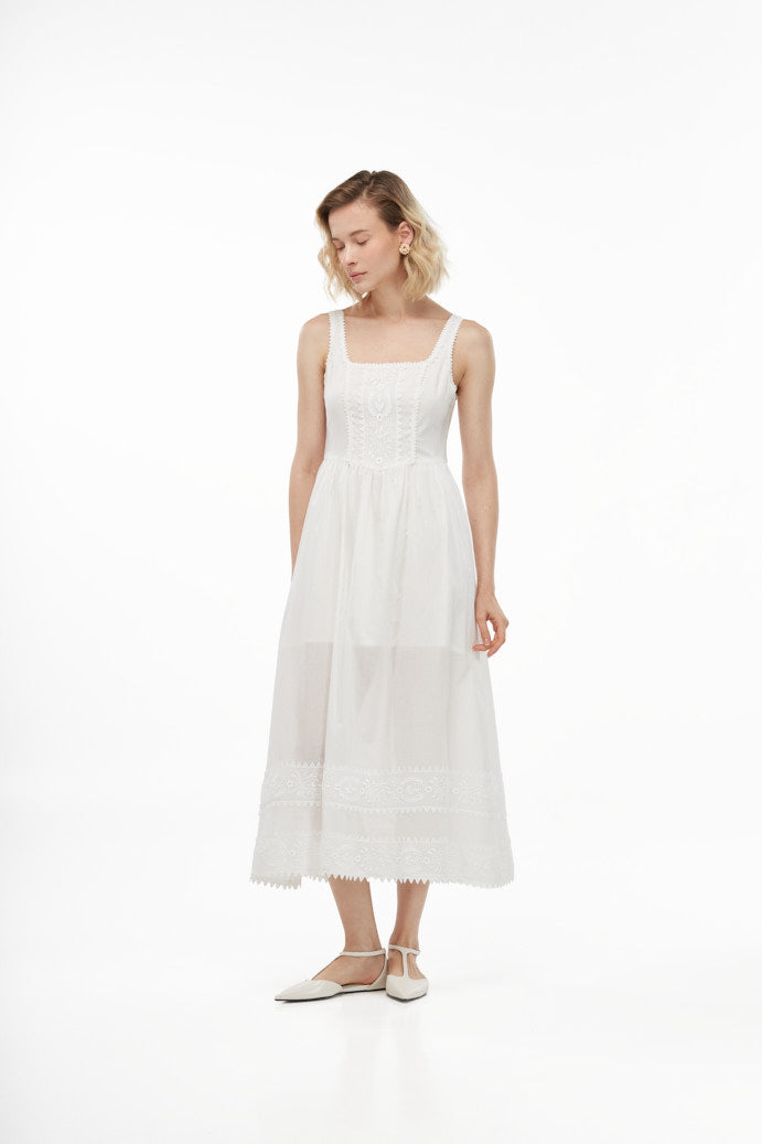 ALBA MIDI DRESS WHITE