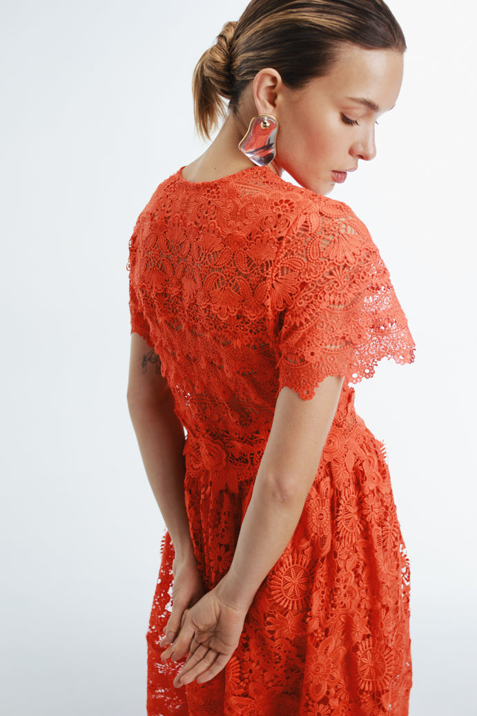 HIBISCUS MAXI DRESS FLAME HIBISCUS MAXI DRESS FLAME