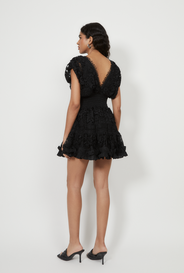 WAIMARI ALICIA Black MINI DRESS - LUXURY BEACHWEAR - HANDCRAFTED RESORTWEAR L WAIMARI ALICIA Black MINI DRESS - LUXURY BEACHWEAR - HANDCRAFTED RESORTWEAR L
