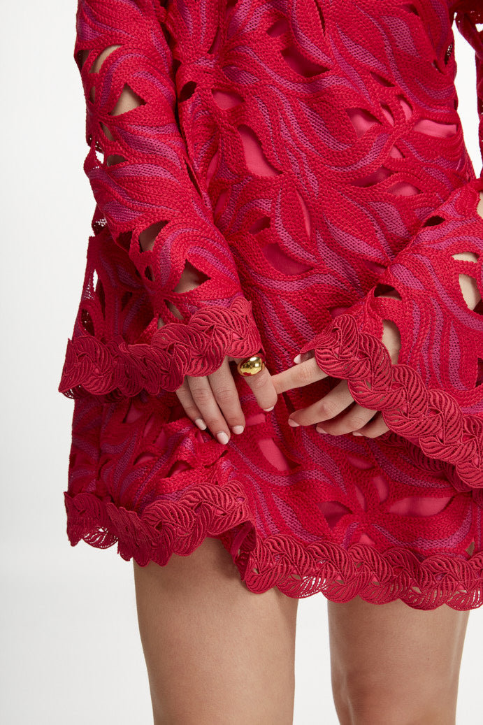 SOLSTICIO MINI DRESS BURGUNDY