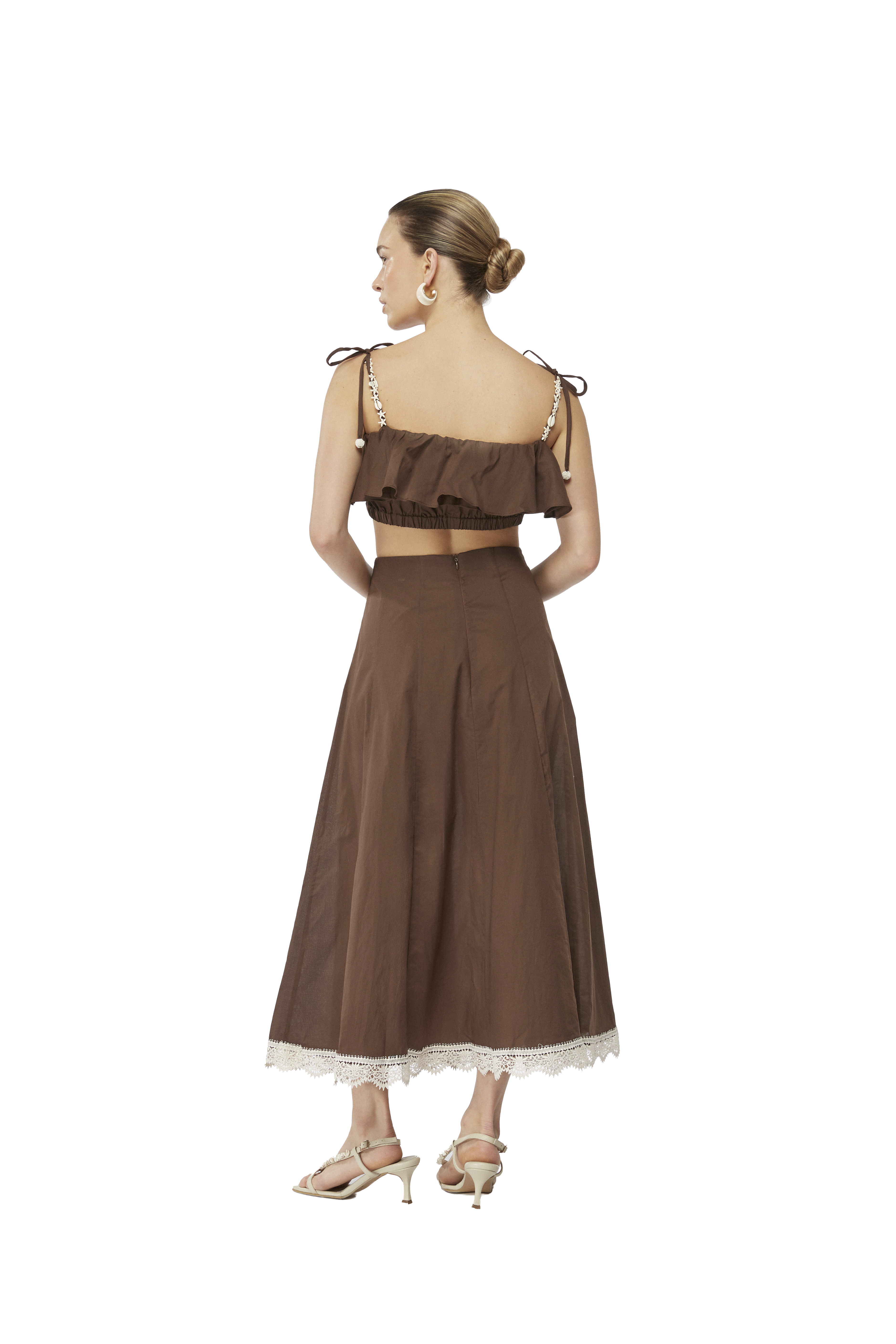 ZAPHYR MIDI SKIRT BROWN